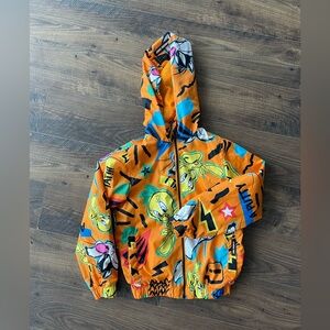 Kids Unisex Looney Tunes Full Zip Wind Breaker With Hood Size 6 Members Only